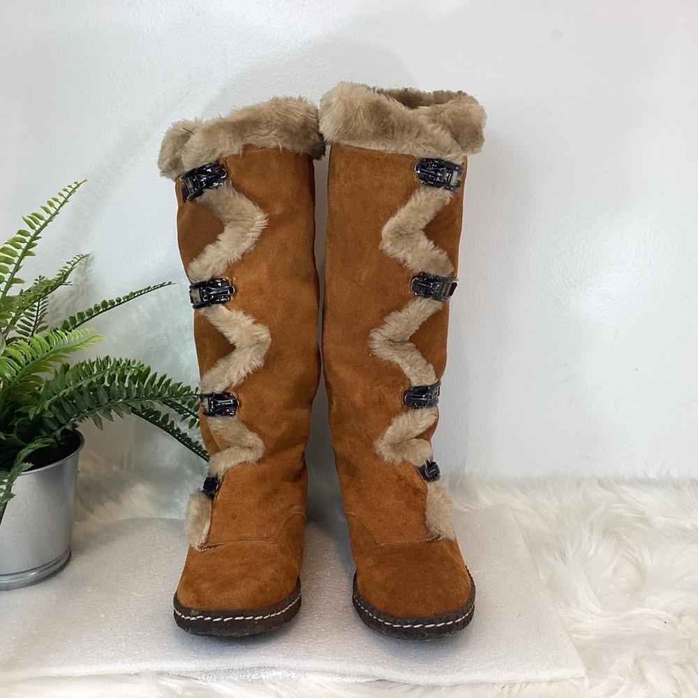 VINTAGE SUEDE LEATHER 70’S SNO-MOUNT BOOTS MADE IN ENGLAND EUC SZ 8 - Picture 8 of 14